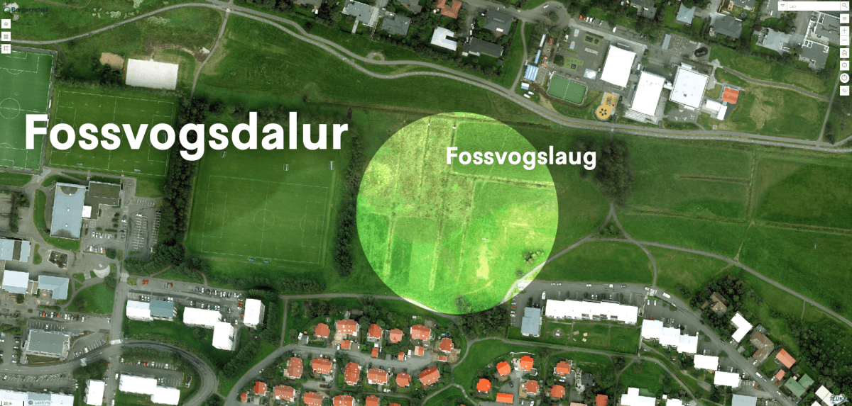 Lagt er til að Fossvogslaug verði staðsett um miðjan Fossvogsdal.