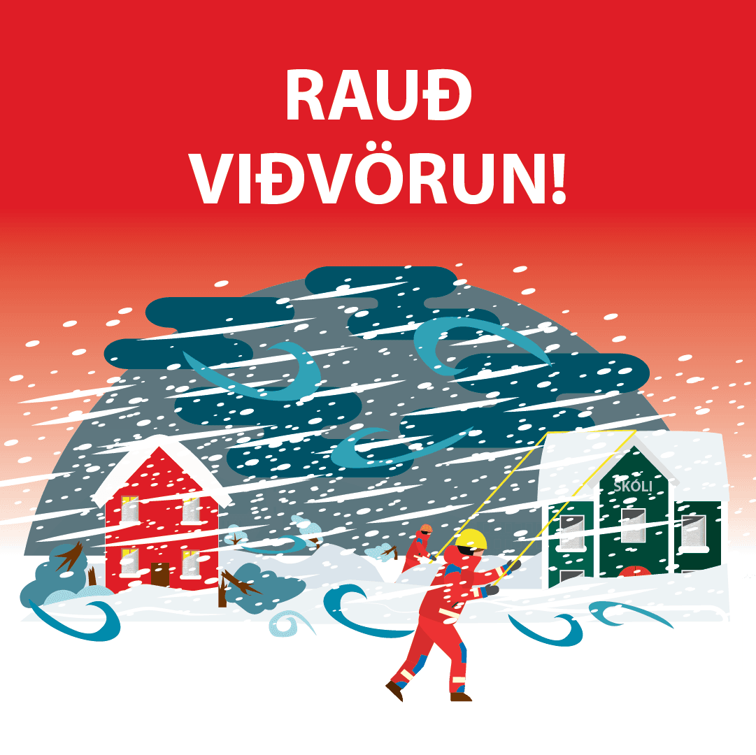 Rauð viðvörun er í gildi 6.febrúar frá 8-13.