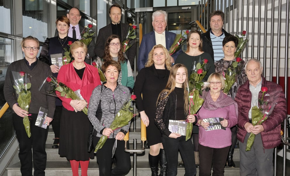 Handhafar styrkja lista- og menningarráðs 2017 ásamt Karen E. Halldórsdóttur formanni lista- og men…