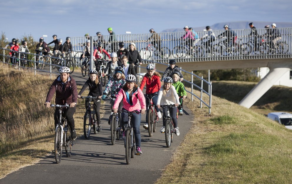Hjólalest í Kópavogi á Evrópskri samgönguviku.