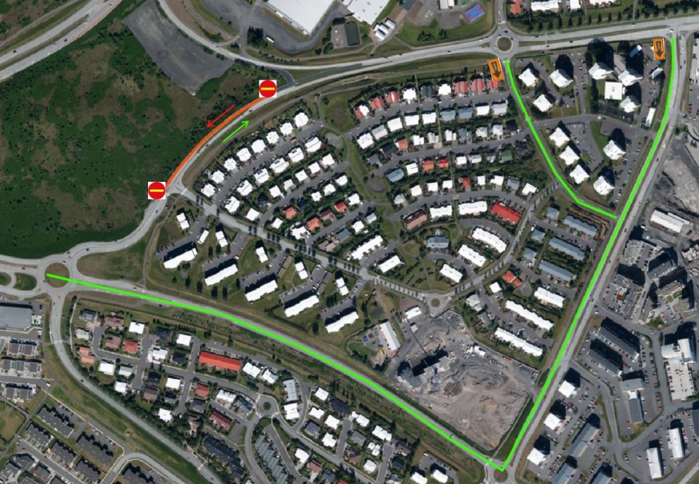 Lokun vegna malbiksframkvæmda