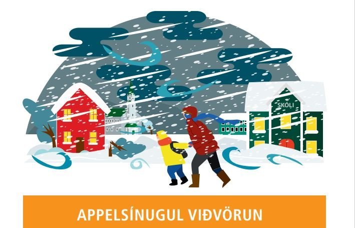 Appelsínugul viðvörun.