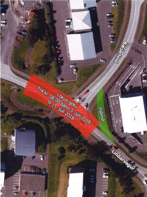 Annars vegar má hér sjá hvaða partur Lindargötu verður lokaður og hins vegar má sjá hjáleiðina