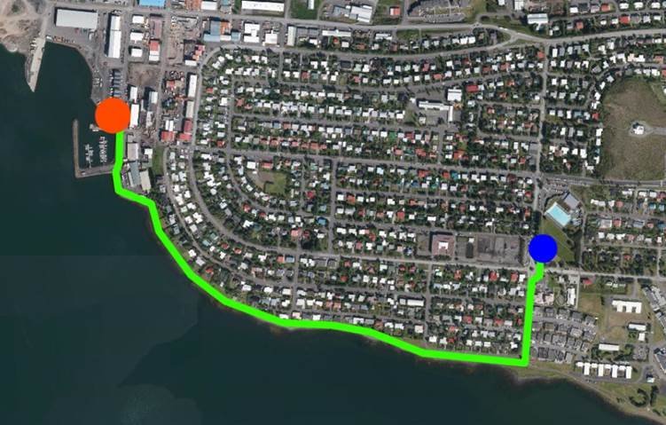 Gönguleið síðsumarsgöngu 2018.