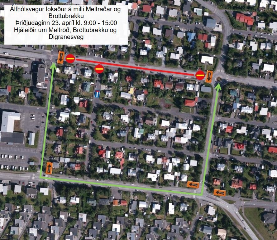Álfhólsvegur á milli Meltraðar og Bröttubrekku lokaður