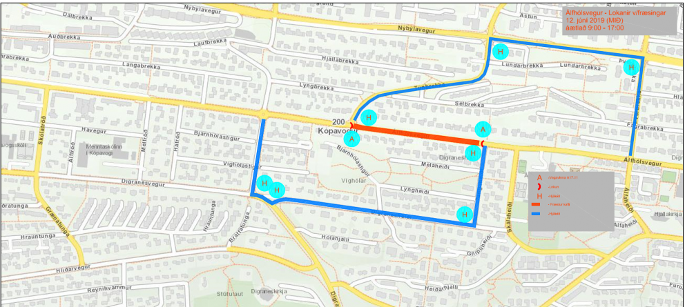 Álfhólsvegur lokun