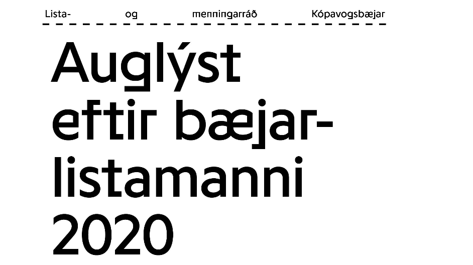 Auglýst eftir bæjarlistamanni Kópavogs 2020.