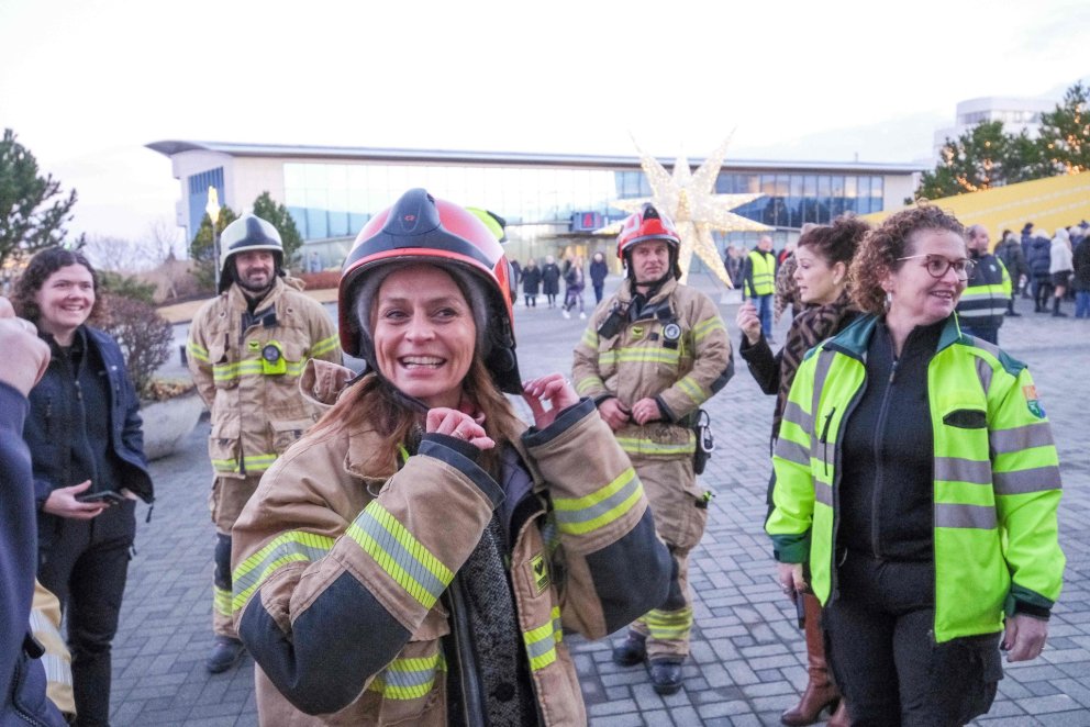 Ásdís Kristjánsdóttir að lokinni giftusamlegri björgun.
