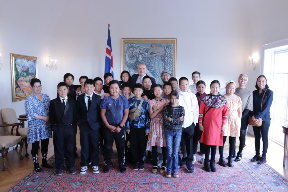 Hópurinn hitti forseta Íslands í heimsókn sinni til landsins.