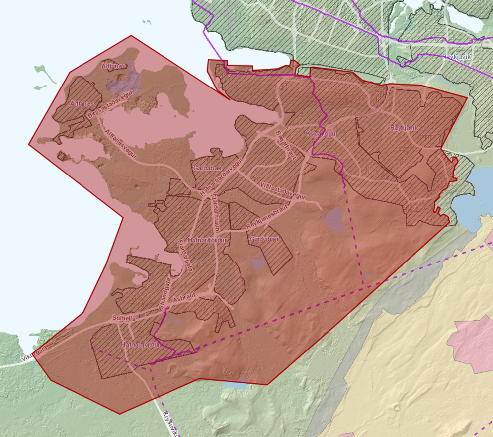 Svæðið þar sem verður heitavatnslaust 8.-9.nóvember.