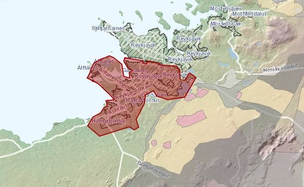 Kort sem sýnir umfang framkvæmda.