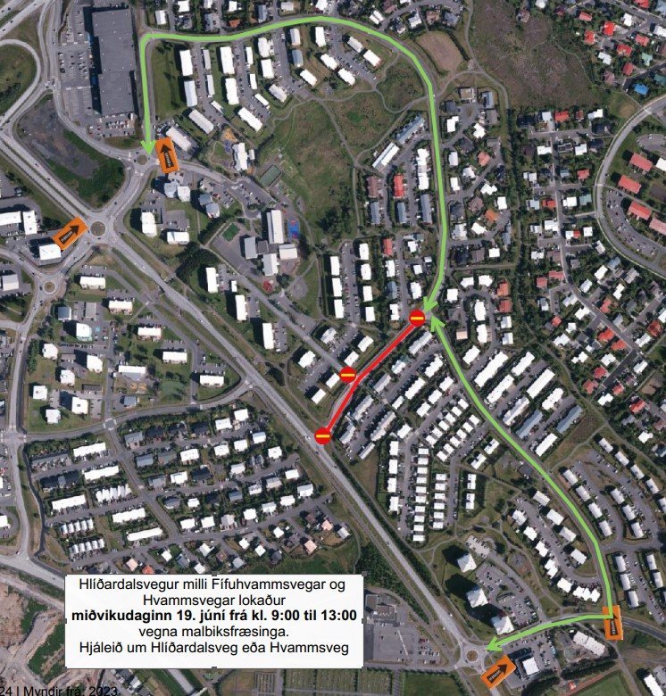Lokað vegna malbikunarframkvæmda