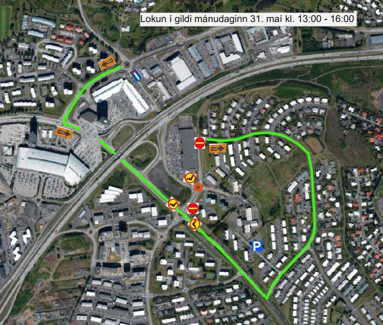 Umferð um hringtorg á Lindarvegi við Núpalind verður stórlega heft