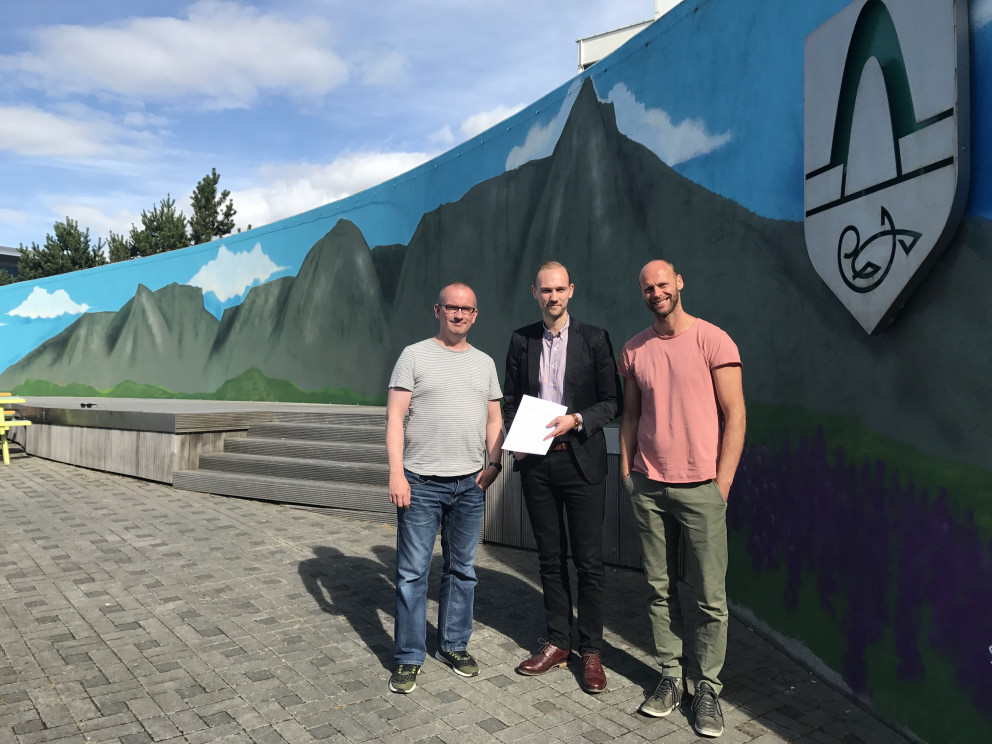 Björn Gunnlaugsson frá Kópavogsbæ, Halldór Þorsteinsson og Ólafur Stefánsson frá KeyWe.