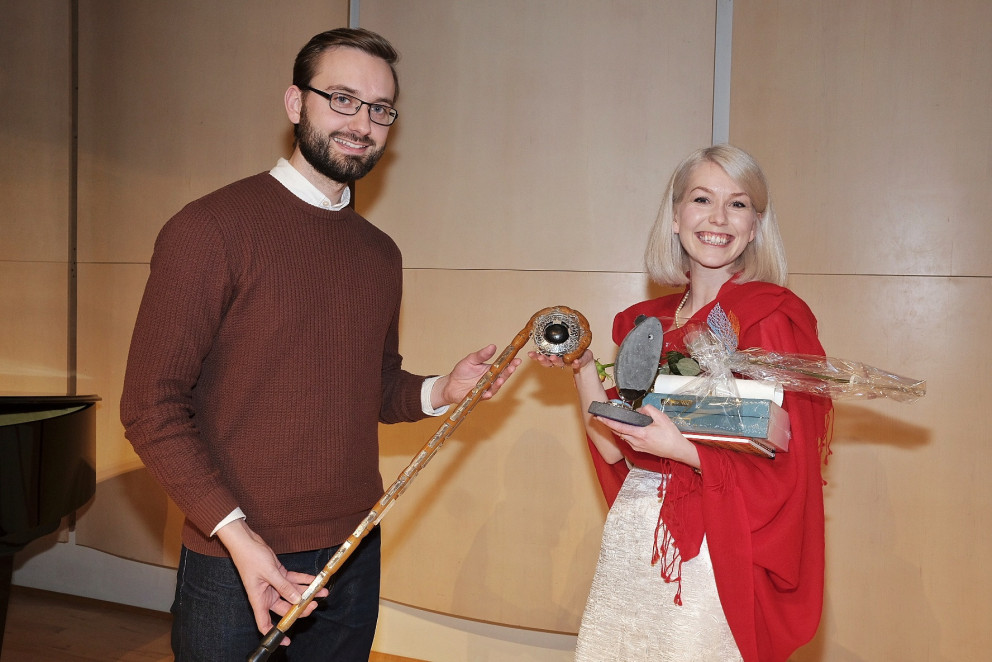 Dagur Hjartarson og Ásta Fanney Sigurðardóttir handhafar Ljóðstafs Jóns úr Vör 2016 og 2017.