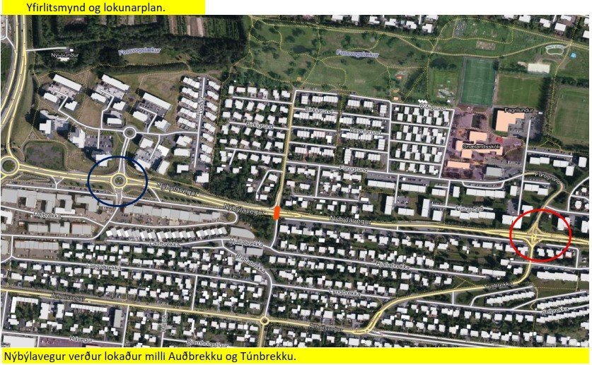 Nýbýlavegur lokaður miðvikudagkvöldið 11.9.2024