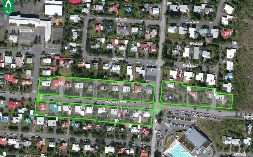 yfirlitsmynd af götum sem verða rafmagnslaus 2.maí á milli kl: 9:00 og 12:00