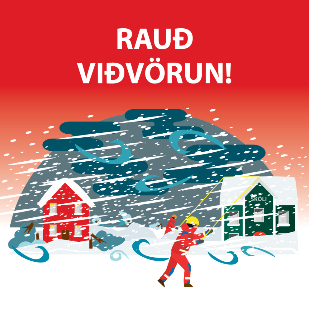Rauð viðvörun er í gildi 6.febrúar frá 8-13.