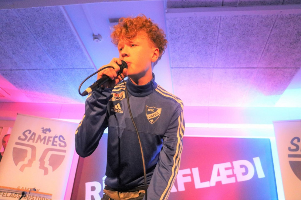 Aron Andreassen úr félagsmiðstöðinni Jemen í Lindaskóla er sigurvegari Rímnaflæðis 2017.