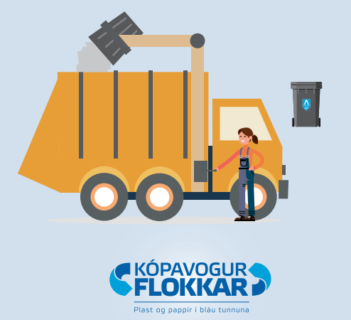 Plast og pappír fer í bláu tunnuna í Kópavogi.