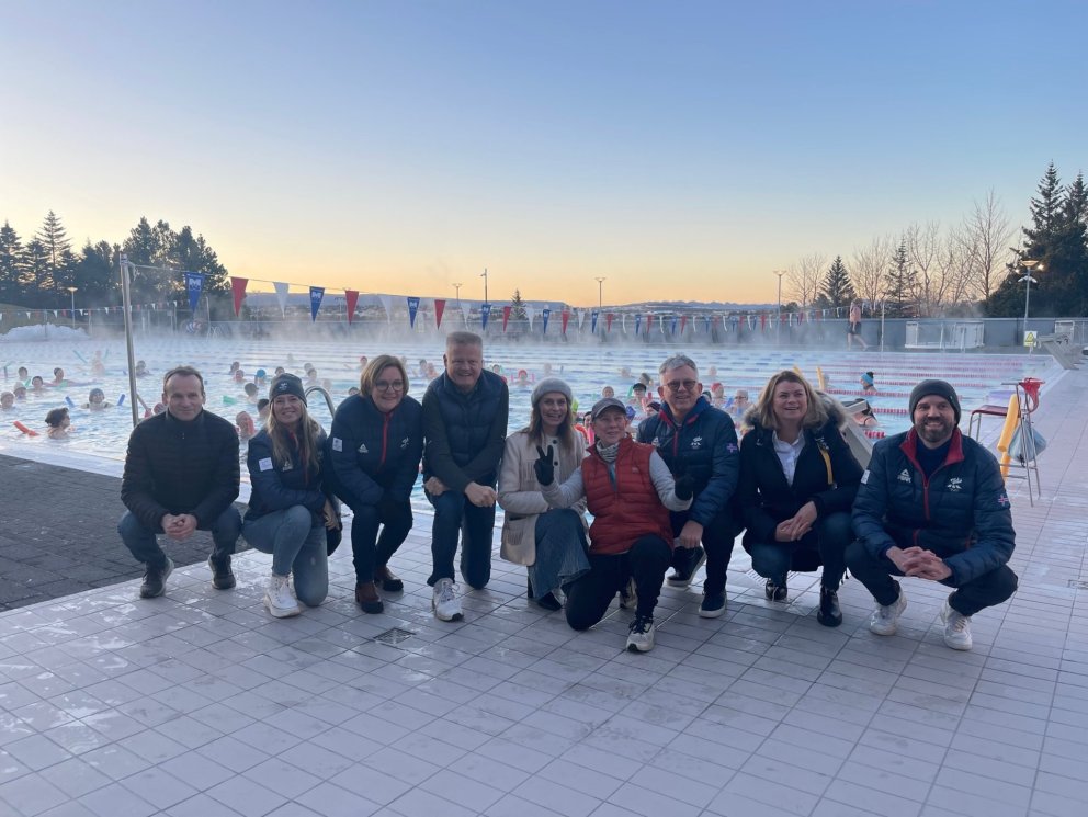 Frá setningu Syndum - Landsátaks í sundi 2023.