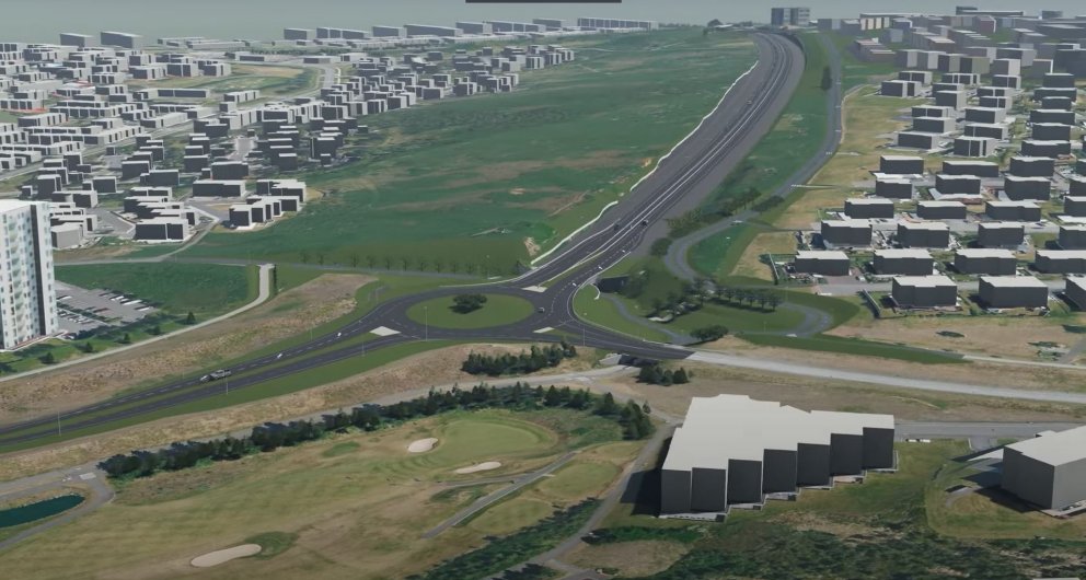 Yfirlitsmynd af fyrirhuguðum vegi.