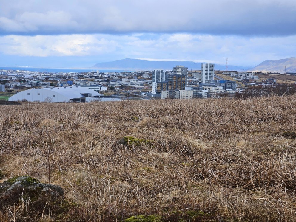 Útsýni frá Vatnsendahlíð að Kórnum í Kópavogi.