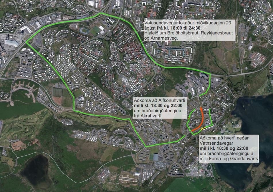 Vatnsendavegur lokaður miðvikudaginn 23. ágúst frá kl. 18:00 - 00:30.