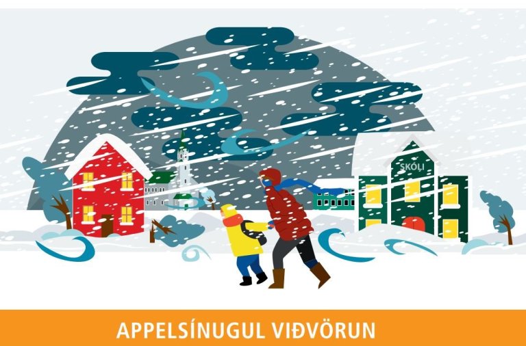 Appelsínugul viðvörun er í kortunum 5.febrúar og 6.febrúar.
