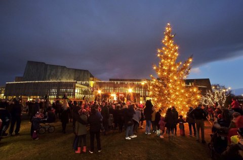 Á Aðventuhátíð í Kópavogi er tendrað á jólatré bæjarins.