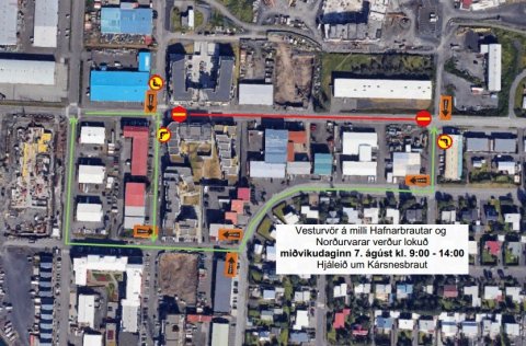 Hægt verður að aka hjáleið um Kársnesbraut, Nesvör og Norðurvör á meðan framkvæmdum stendur.