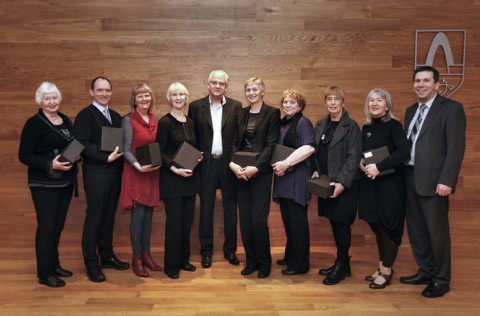 Frá vinstri: Stella Gunnarsdóttir, Össur Geirsson, Helga Einarsdóttir, Hjördís Jónsdóttir, Þórður C…