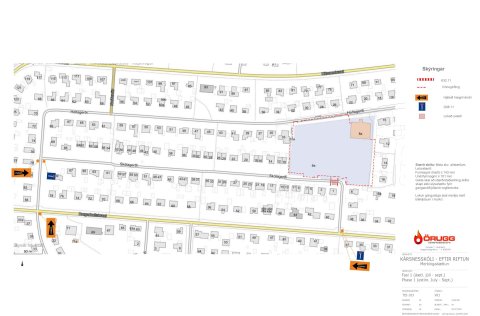 Skólagerði verður lokað í báðar áttir milli húsa nr. 1 og 6