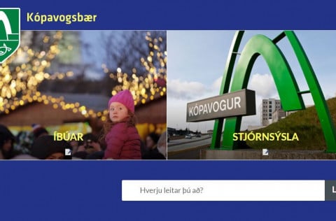 Vefur Kópavogsbæjar eins og hann birtist þegar smellt hefur verið á táknið efst í hægra horni. Þess…