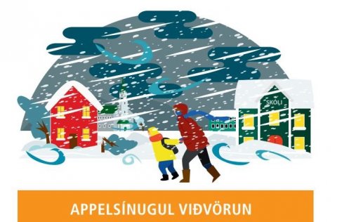 Appelsínugul viðvörun.