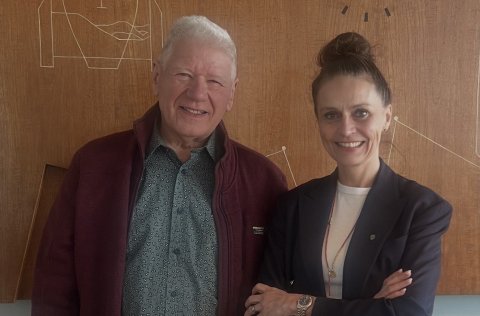 Ásdís Kristjánsdóttir ásamt Þorgeiri Guðmundssyni, gesti númer 550 frá því að hún tók við embætti.