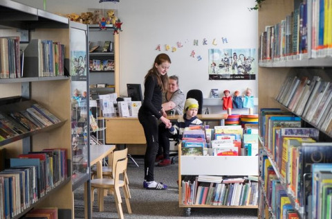 Á Bókasafni Kópavogs.