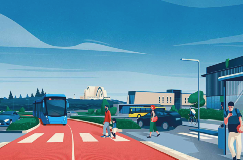 Tvær línur Borgarlínu munu fara um Hamraborg í Kópavogi.