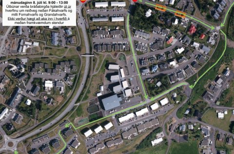 Hjáleiðir vegna malbikunarframkvæmda