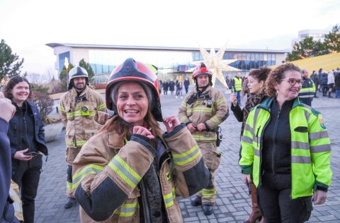 Ásdís Kristjánsdóttir að lokinni giftusamlegri björgun.