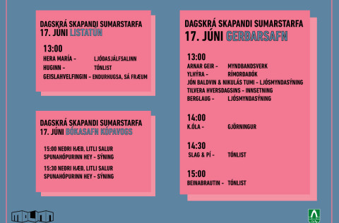 Dagskrá Skapandi sumarstarfa 17. júní 2018.