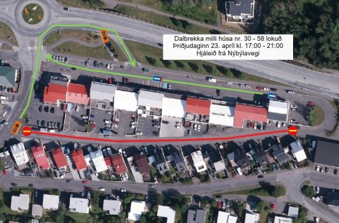 Dalbrekka lokuð á milli húsa nr 30 -58