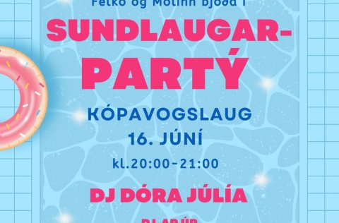 Sundlaugapartý verður í Kópavogslaug 16.júní.