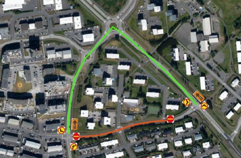 Hjáleið vegna malbikunarframkvæmda