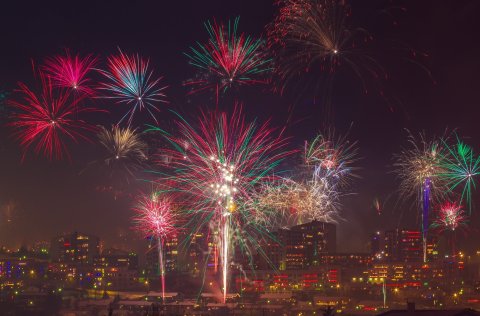 Flugeldar í Kópavogi um áramót.