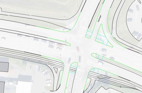 Uppdráttur sem sýnir gatnamót Fífuhvammsvegar og Dalvegar eftir breytingu.