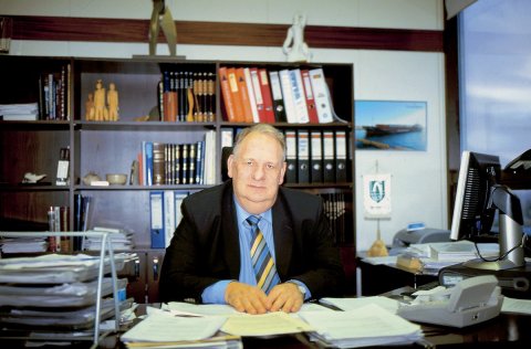 Gunnar I. Birgisson á skrifstofu bæjarstjóra Kópavogs.