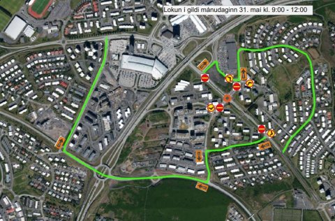 Hringtorg á Fífukvammsvegi lokaður