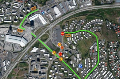 Umferð um hringtorg á Lindarvegi við Núpalind verður stórlega heft