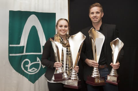 Íþróttakona og íþróttakarl Kópavogs 2014, Norma Dögg Róbertsdóttir og Birgir Leifur Hafþórsson.